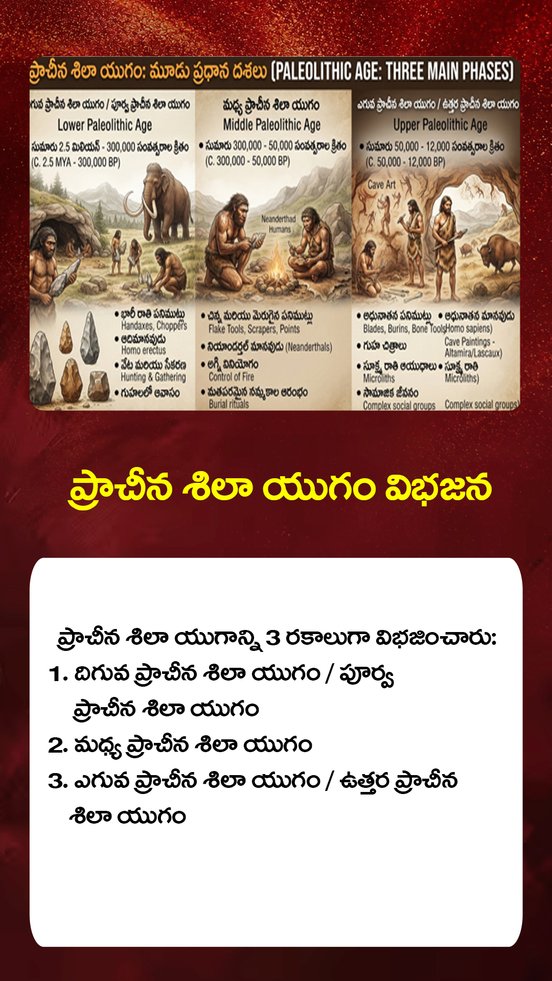 ప్రాచీన శిలా యుగం విభజన
