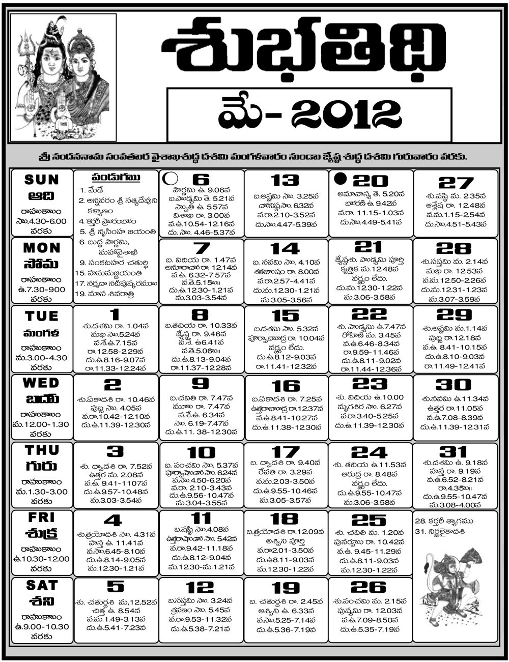 Telugu Calendar 2012 Telugu Calendar 2011 Telugu Calendar 2010