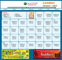 London Telugu Calendar 2009