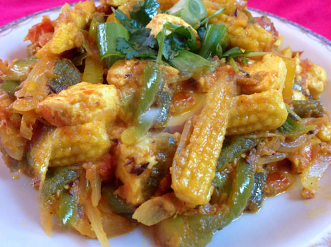 Paneer baby corn curry