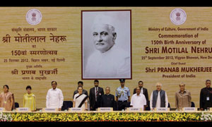 President Pranab pay great tributes to Motilal Nehru on occasion of 150th birth anniversary. Pranab said institutions evolved by leaders like him should be strengthened instead of being destroyed.  He listed his achievements like his role in evolving of Public Accounts Committee and protecting independence of Legislature from the influence of the Executive by establishing   a separate cadre for the Central Legislative Assembly, now Parliament. Calling himself a student of history, he said Motilal's Swaraj Party acted as a disciplined assault force in the Legislative Assembly and he was credited with evolving the system of a Public Accounts Committee which is now one of the most effective watchdogs over executive in matters of money and finance. Mukherjee also received the first set of coins and postal stamps released at the function to commemorate the event. 