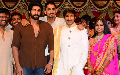 Gopichand Marriage Pics, Gopichand Marriage Photos, gopichand marriage with srikanth niece photos, Gopichand Resham Marriage Photos, Celebs at Gopichand Marriage